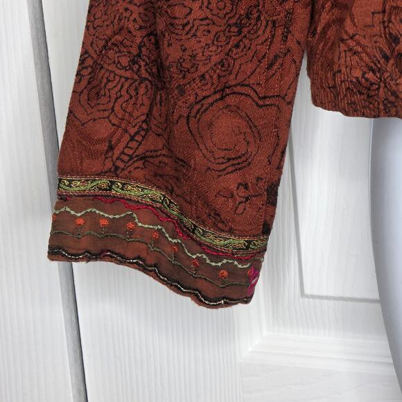 Chico's Open Front Embroidered Cotton Jacket Size Small - Picture 6 of 7